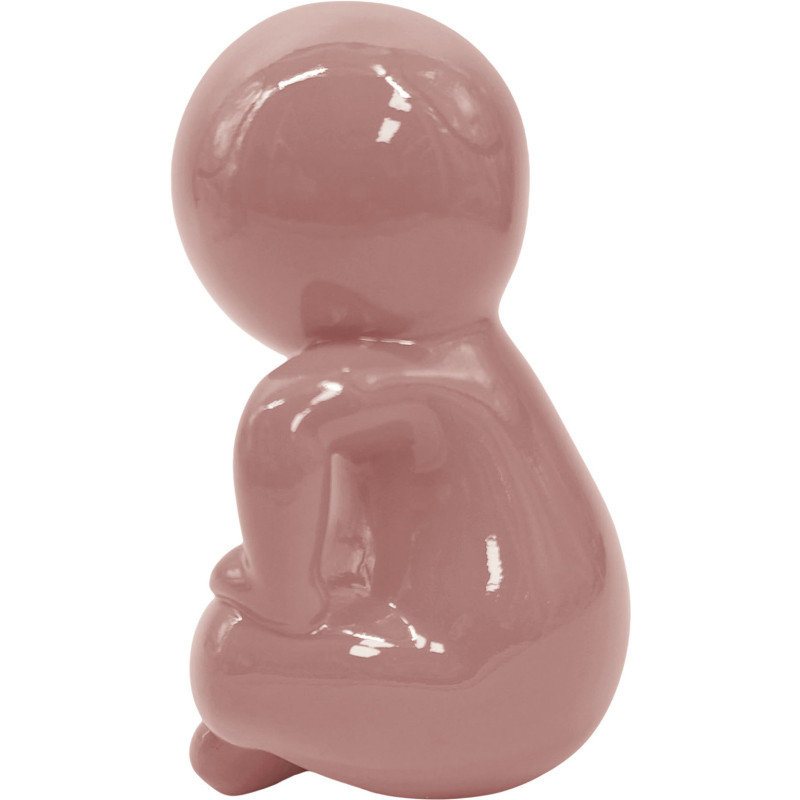 Statuette décorative résine rose poudré 16 cm Amigo Sitting Present Time - 3