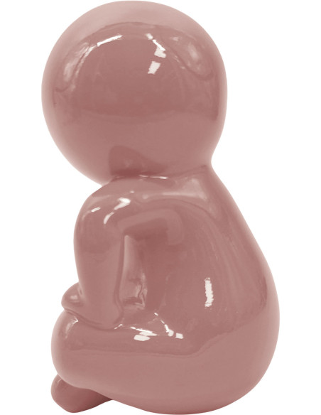 Statuette décorative résine rose poudré 16 cm Amigo Sitting Present Time - 3