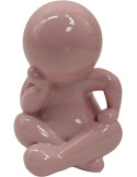 Statuette décorative résine rose poudré 16 cm Amigo Sitting