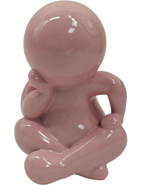 Statuette décorative résine rose poudré 16 cm Amigo Sitting Present Time - 1
