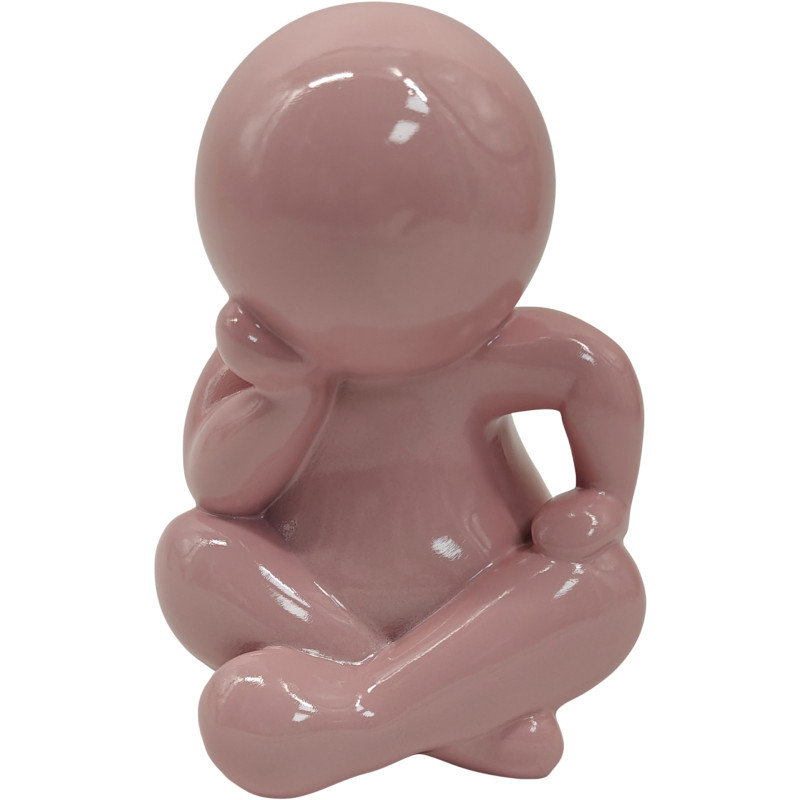 Statuette décorative résine rose poudré 16 cm Amigo Sitting Present Time - 1