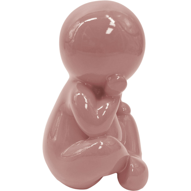Statuette décorative résine rose poudré 16 cm Amigo Sitting Present Time - 2