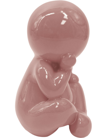 Statuette décorative résine rose poudré 16 cm Amigo Sitting Present Time - 2