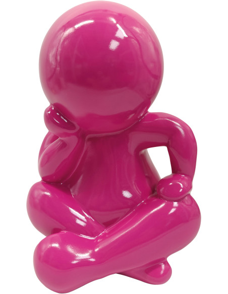 Statuette décorative rose en polyrésine 34,8 cm Amigo Sitting Present Time - 1