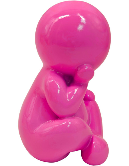 Statuette décorative rose en polyrésine 34,8 cm Amigo Sitting Present Time - 2