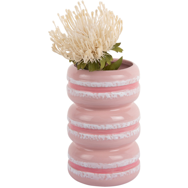 Vase décoratif rose en céramique 19,5 cm Macaron Present Time - 3