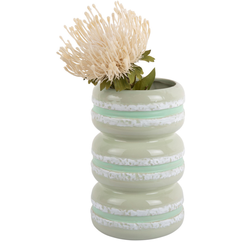 Vase décoratif vert tendre en céramique 19,5 cm Macaron Present Time - 3