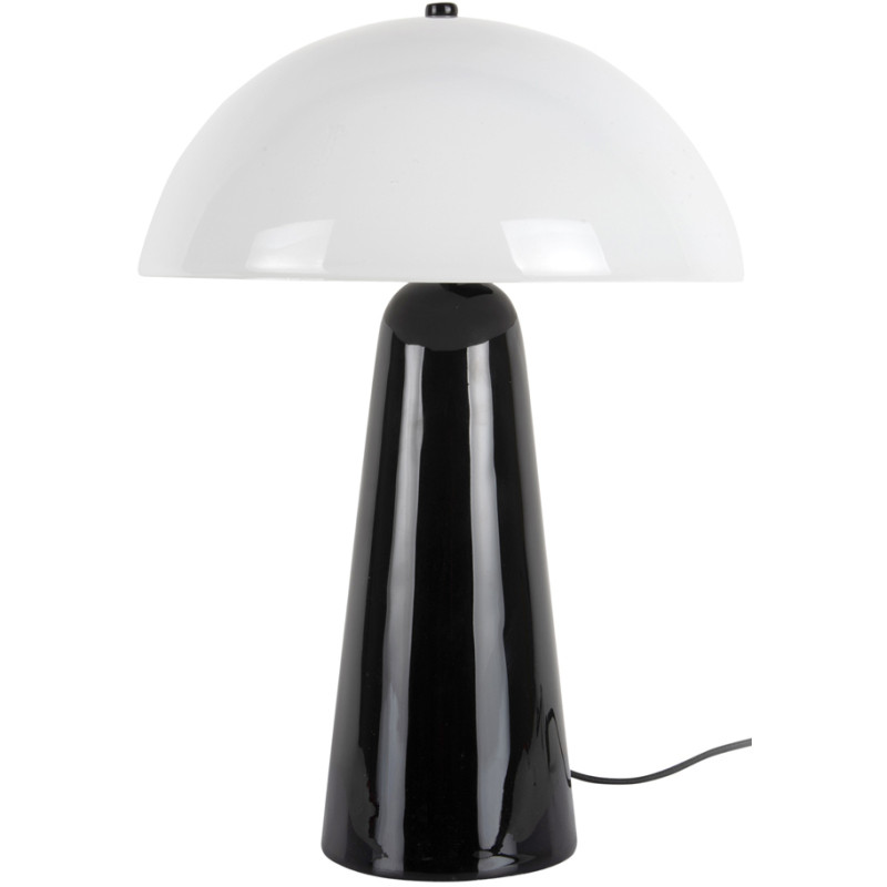 Lampe à poser champignon métal noir et verre blanc Ø30x42 cm Vidrio Centro Leitmotiv - 1