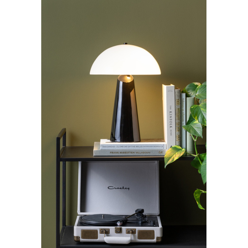 Lampe à poser champignon métal noir et verre blanc Ø30x42 cm Vidrio Centro Leitmotiv - 2