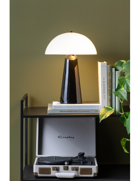 Lampe à poser champignon métal noir et verre blanc Ø30x42 cm Vidrio Centro Leitmotiv - 2