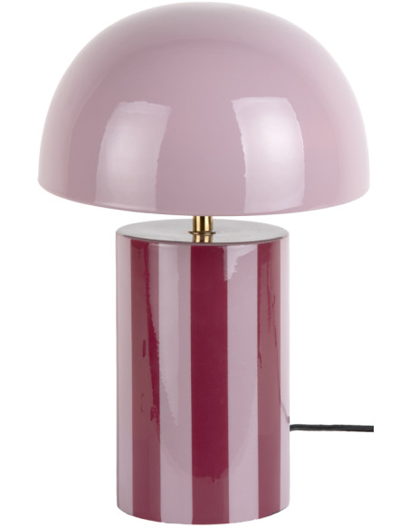 Lampe champignon rayée rose bordeaux Ø25x34 cm Rayado Leitmotiv - 1