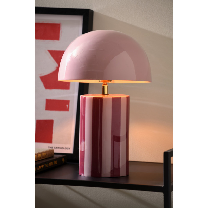Lampe champignon rayée rose bordeaux Ø25x34 cm Rayado Leitmotiv - 2