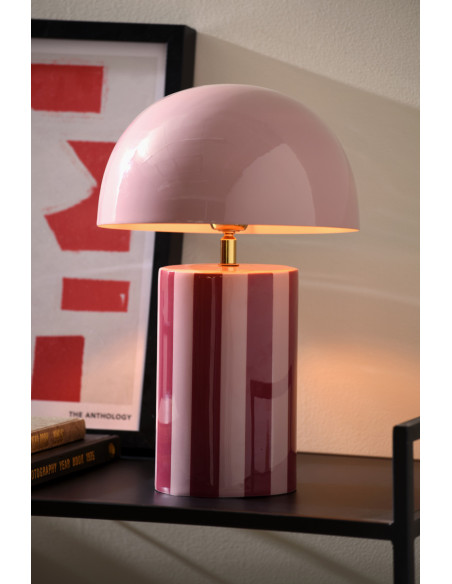 Lampe champignon rayée rose bordeaux Ø25x34 cm Rayado Leitmotiv - 2