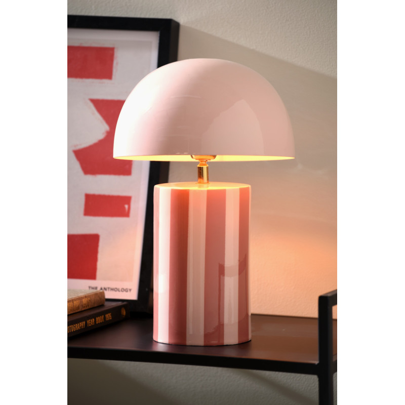 Lampe champignon rayée rose poudré Ø25x34 cm Rayado Leitmotiv - 2