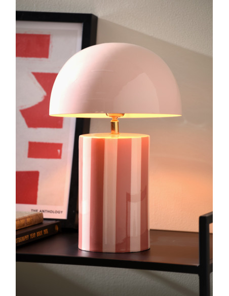 Lampe champignon rayée rose poudré Ø25x34 cm Rayado Leitmotiv - 2