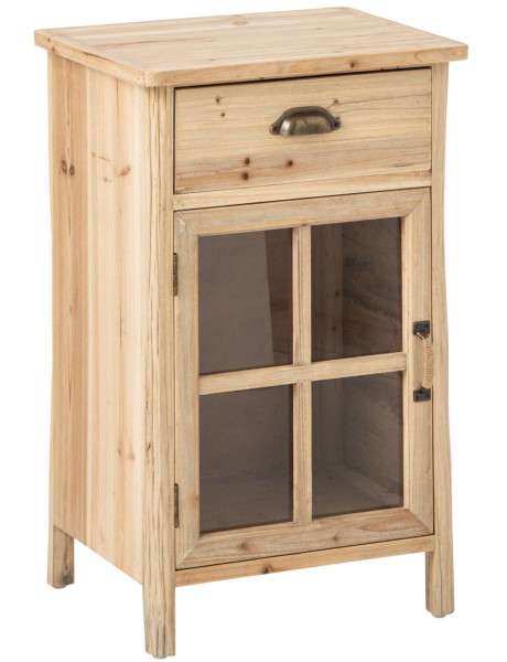 Table de chevet vitrée en pin naturel 45,5x36,5x71,5 cm Orvanelle J-Line - 1