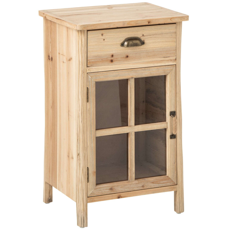 Table de chevet vitrée en pin naturel 45,5x36,5x71,5 cm Orvanelle J-Line - 1