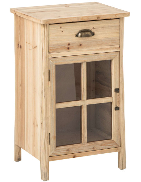 Table de chevet vitrée en pin naturel 45,5x36,5x71,5 cm Orvanelle J-Line - 1