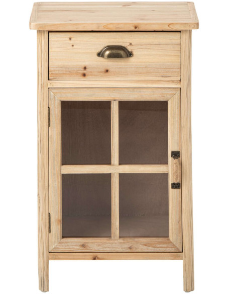 Table de chevet vitrée en pin naturel 45,5x36,5x71,5 cm Orvanelle J-Line - 2
