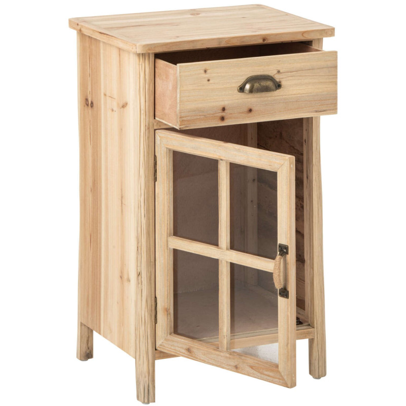 Table de chevet vitrée en pin naturel 45,5x36,5x71,5 cm Orvanelle J-Line - 3