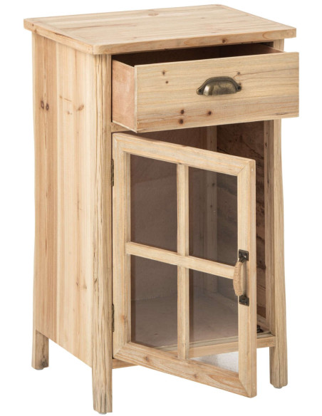 Table de chevet vitrée en pin naturel 45,5x36,5x71,5 cm Orvanelle J-Line - 3