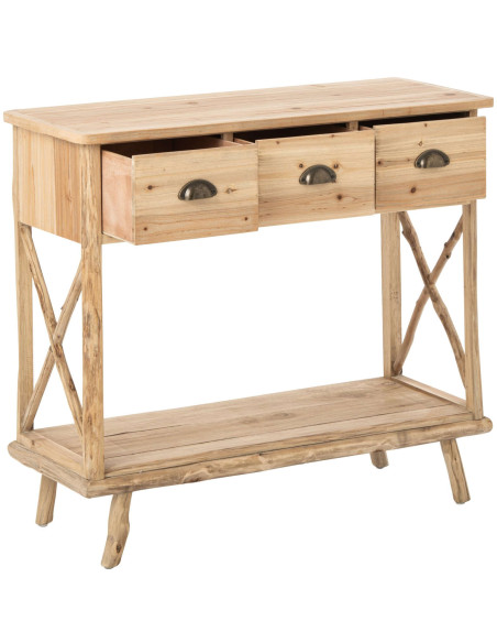 Console d’entrée 3 tiroirs en pin naturel 92x35,5x79,5 cm Orvanelle J-Line - 3