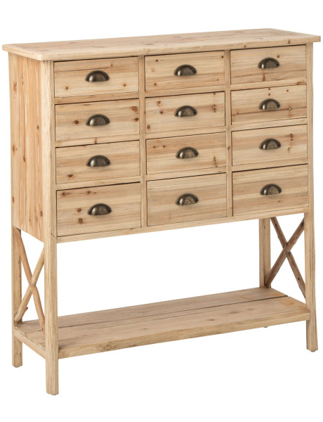 Commode 12 tiroirs en pin naturel 100,5x36,5x104,5 cm Orvanelle J-Line - 1