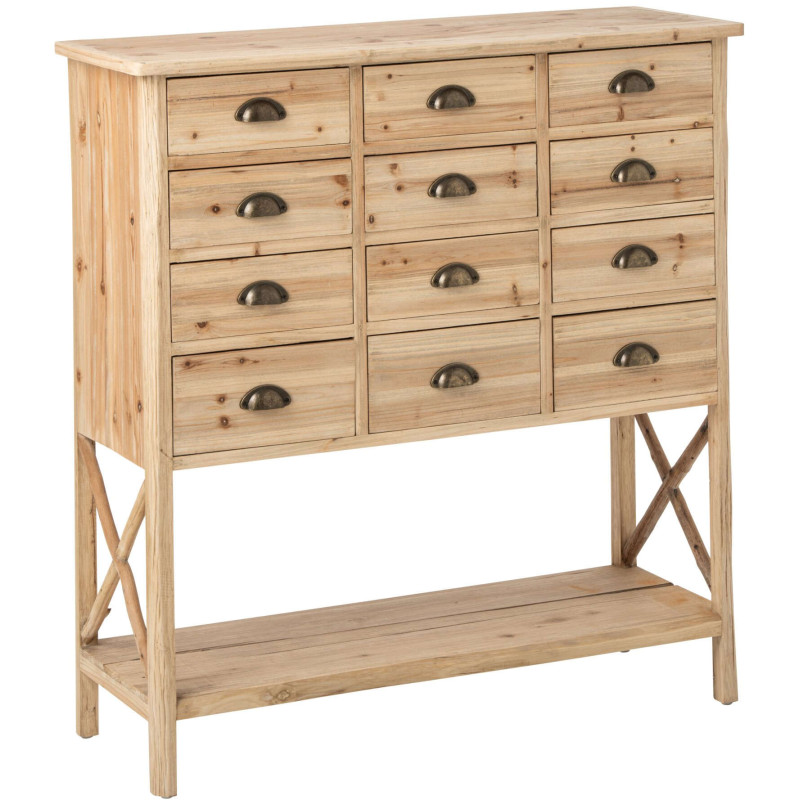 Commode 12 tiroirs en pin naturel 100,5x36,5x104,5 cm Orvanelle J-Line - 1
