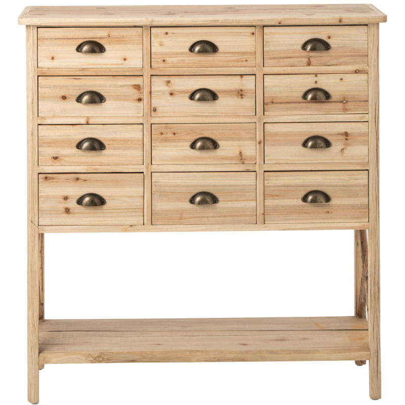Commode 12 tiroirs en pin naturel 100,5x36,5x104,5 cm Orvanelle J-Line - 3