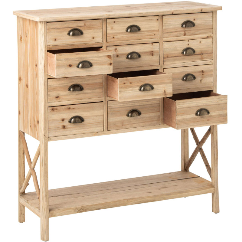 Commode 12 tiroirs en pin naturel 100,5x36,5x104,5 cm Orvanelle J-Line - 4