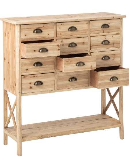 Commode 12 tiroirs en pin naturel 100,5x36,5x104,5 cm Orvanelle J-Line - 4