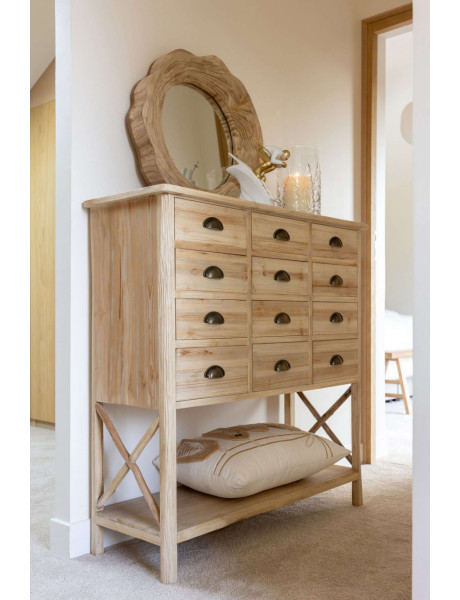 Commode 12 tiroirs en pin naturel 100,5x36,5x104,5 cm Orvanelle J-Line - 2