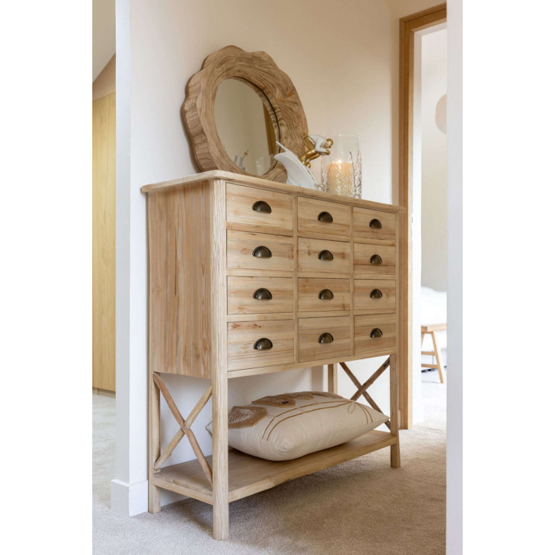 Commode 12 tiroirs en pin naturel 100,5x36,5x104,5 cm Orvanelle J-Line - 2