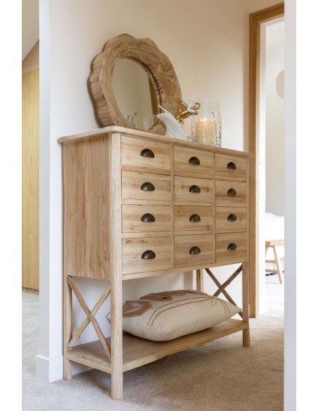 Commode 12 tiroirs en pin naturel 100,5x36,5x104,5 cm Orvanelle J-Line - 2