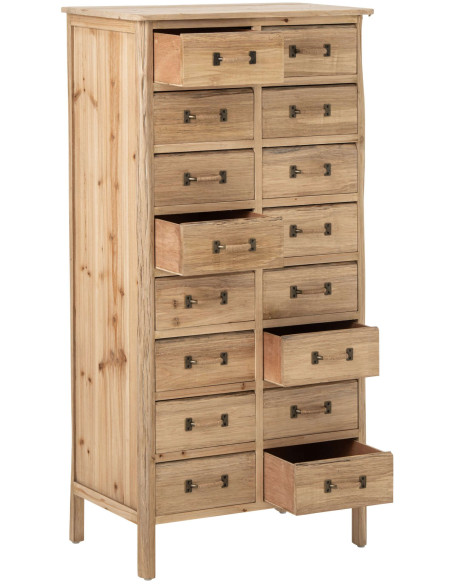 Chiffonnier 16 tiroirs en pin naturel 66x36x127 cm Orvanelle J-Line - 3