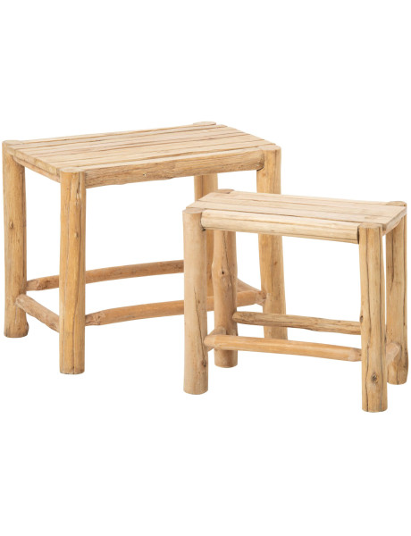 Lot de 2 tables d’appoint en pin naturel Orvanelle J-Line - 1