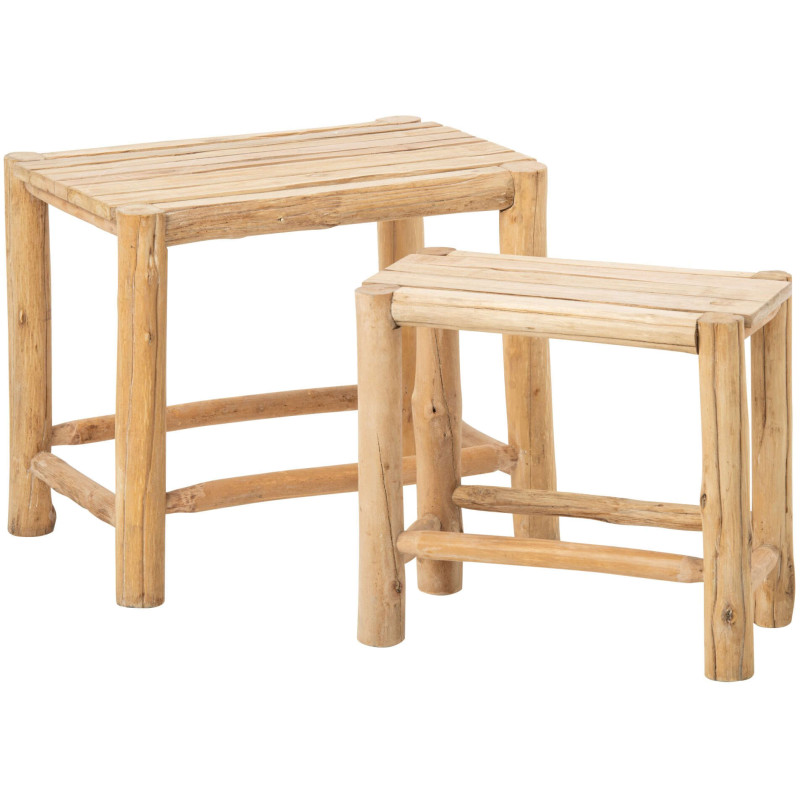 Lot de 2 tables d’appoint en pin naturel Orvanelle J-Line - 1