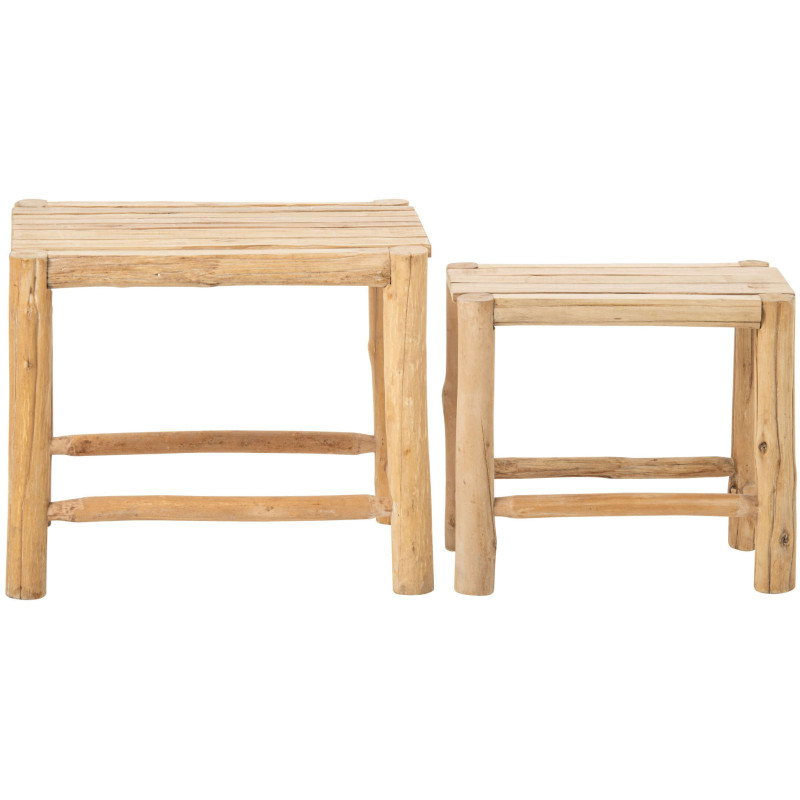 Lot de 2 tables d’appoint en pin naturel Orvanelle J-Line - 2
