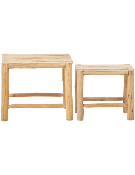 Lot de 2 tables d’appoint en pin naturel Orvanelle J-Line - 2