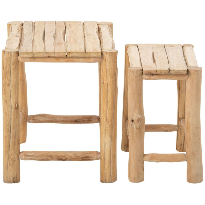 Lot de 2 tables d’appoint en pin naturel Orvanelle J-Line - 3