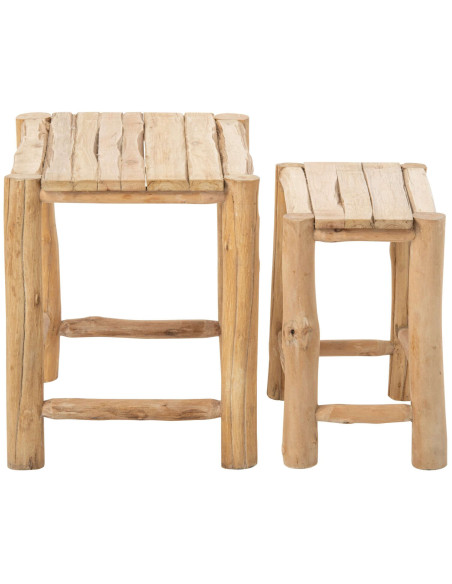 Lot de 2 tables d’appoint en pin naturel Orvanelle J-Line - 3