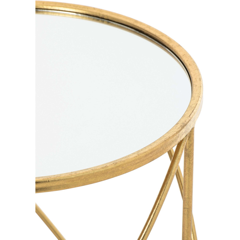 Lot de 2 tables d’appoint miroir métal doré 70 cm Elvariane J-Line - 3