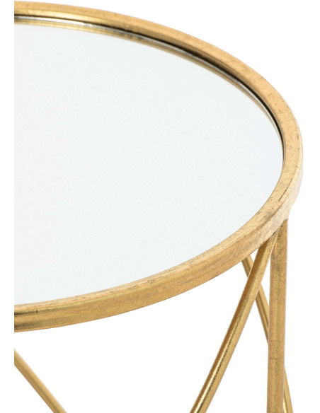 Lot de 2 tables d’appoint miroir métal doré 70 cm Elvariane J-Line - 3