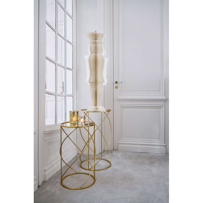 Lot de 2 tables d’appoint miroir métal doré 70 cm Elvariane J-Line - 2