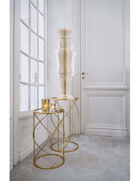 Lot de 2 tables d’appoint miroir métal doré 70 cm Elvariane J-Line - 2