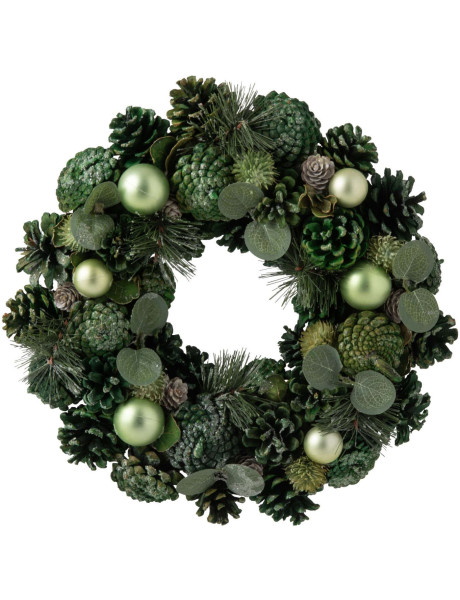 Couronne de Noël artificielle verte 34 cm Hivernélia J-Line - 1
