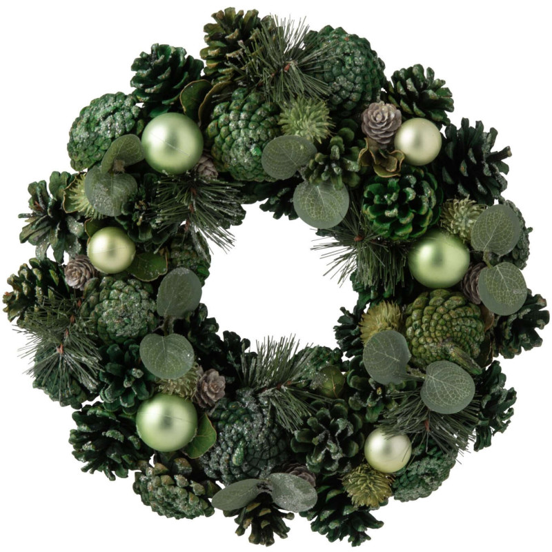 Couronne de Noël artificielle verte 34 cm Hivernélia J-Line - 1