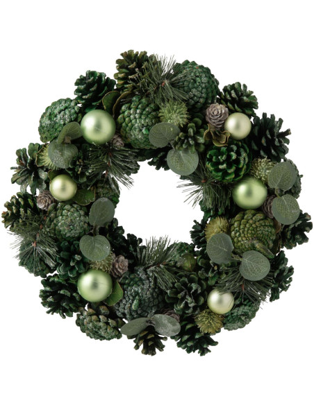 Couronne de Noël artificielle verte 34 cm Hivernélia J-Line - 1