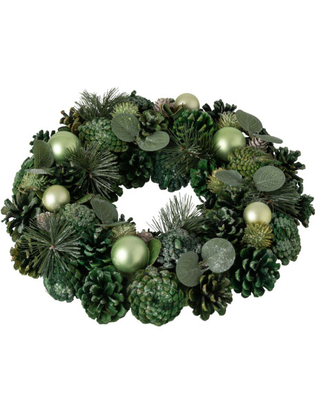 Couronne de Noël artificielle verte 34 cm Hivernélia J-Line - 2