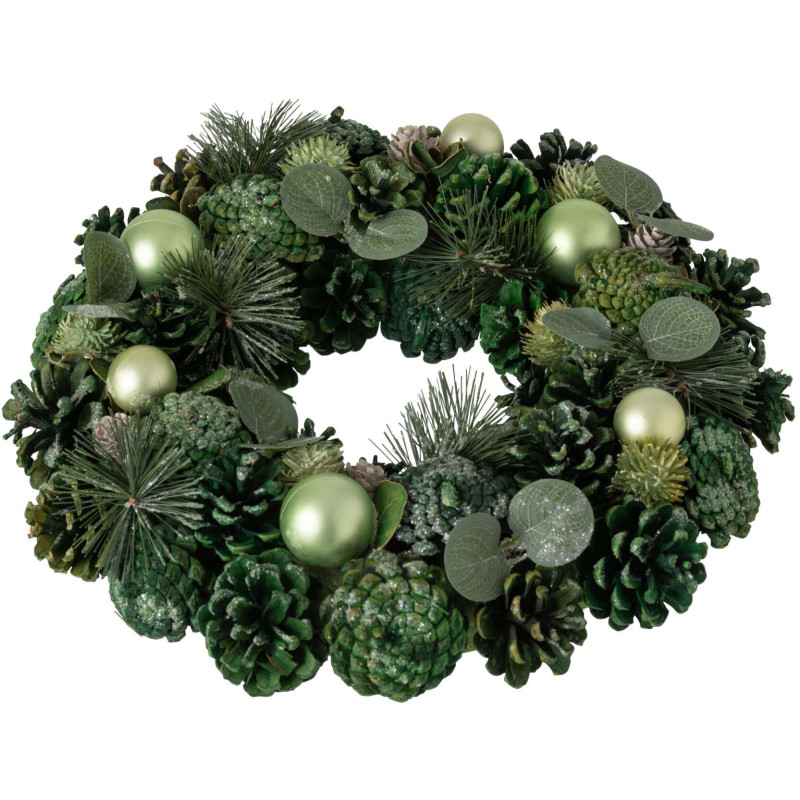 Couronne de Noël artificielle verte 34 cm Hivernélia J-Line - 2